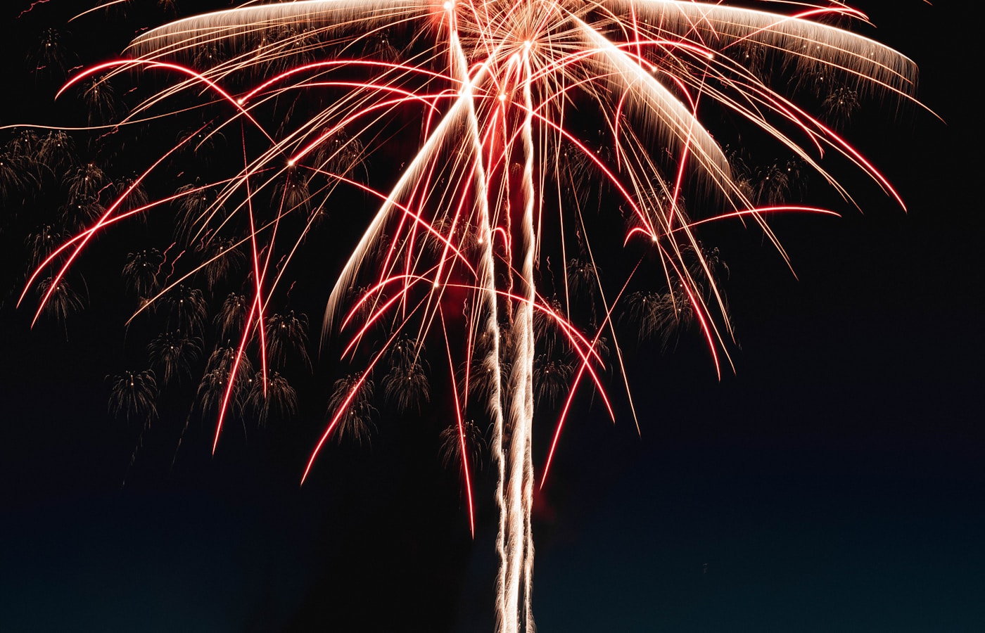 Large fireworks display lighting up the Tokyo summer night sky